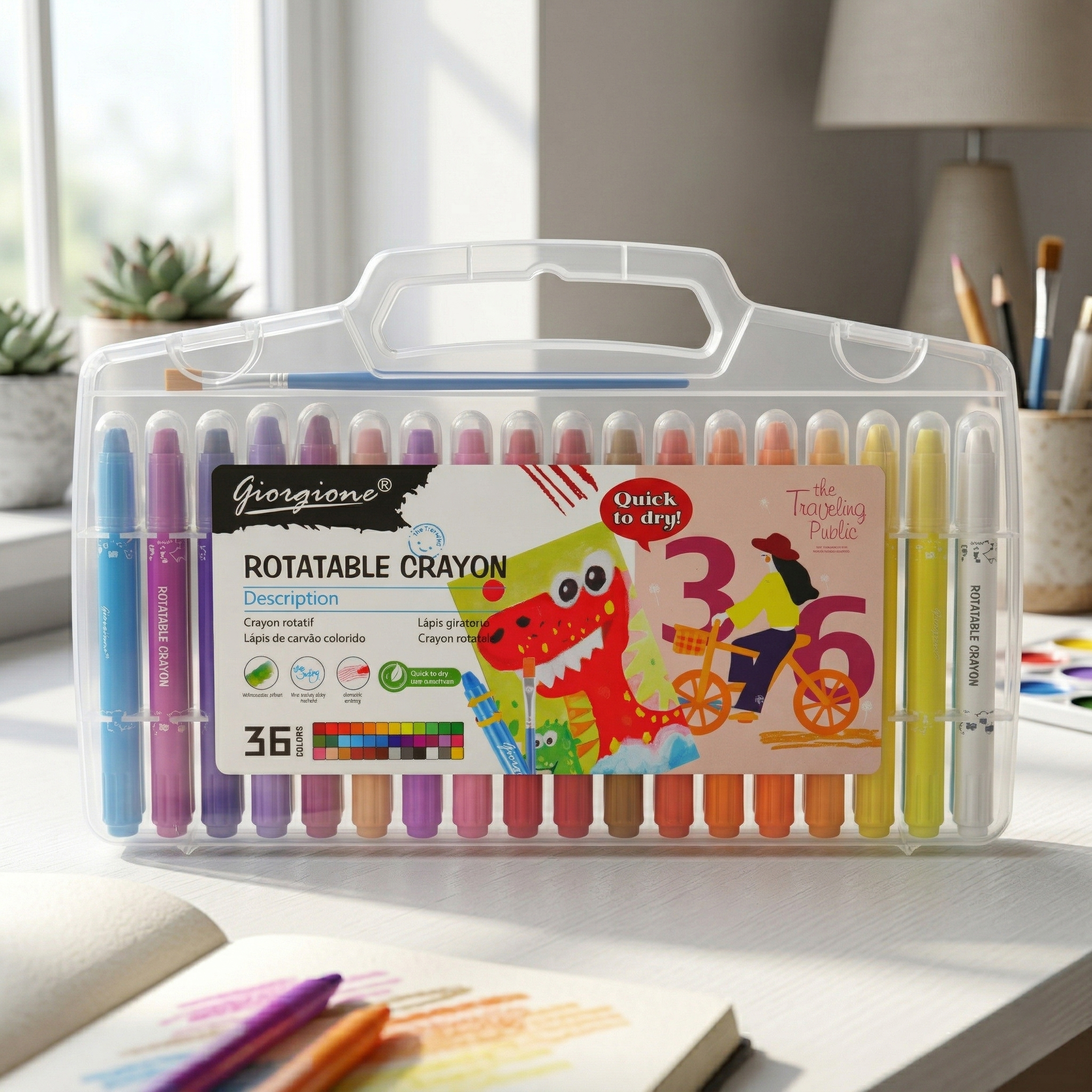 G-RC36 ROTATABLE CRAYON 36 COLORSSILKY CRAYON