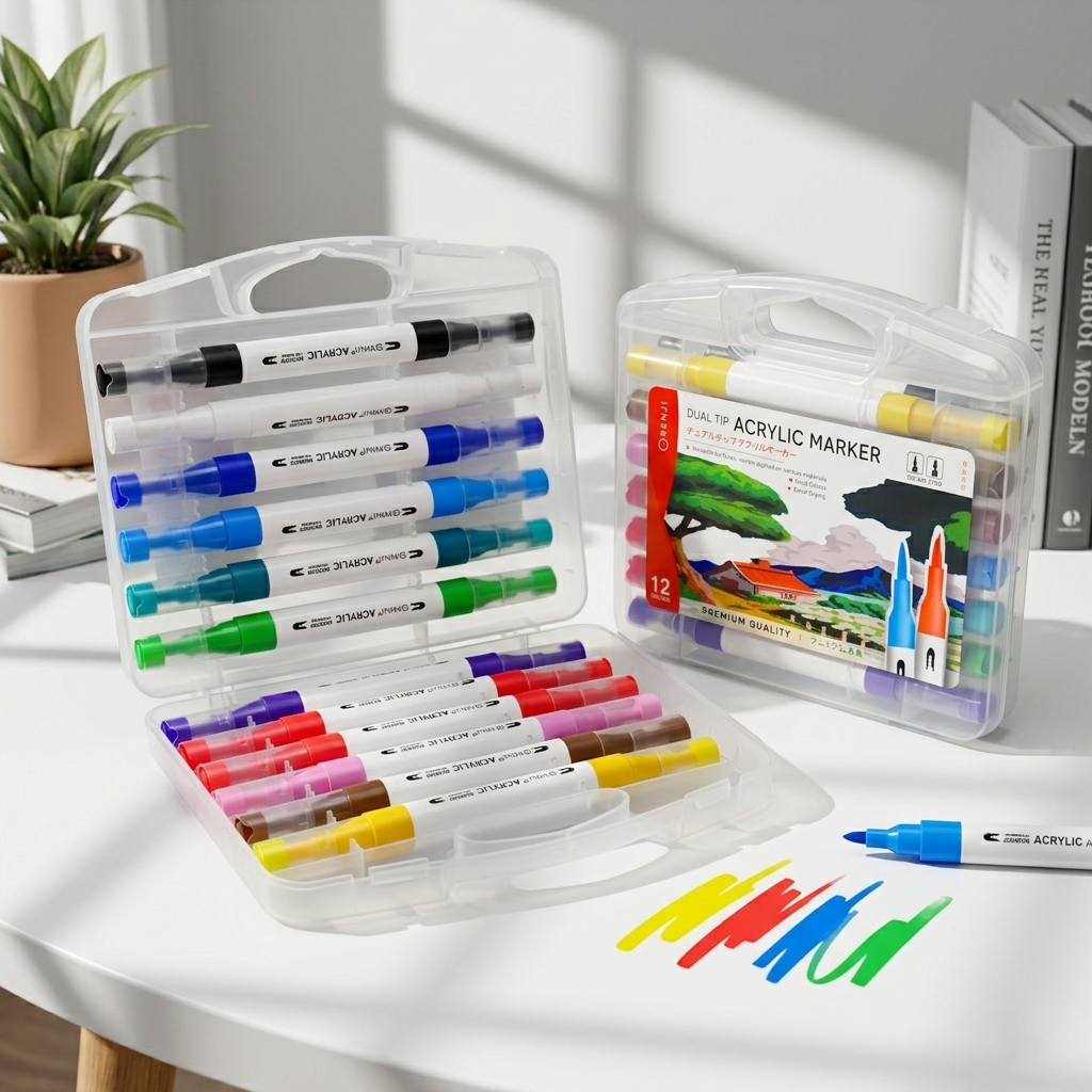 Dual Tip Acrylic Marker12 Colors