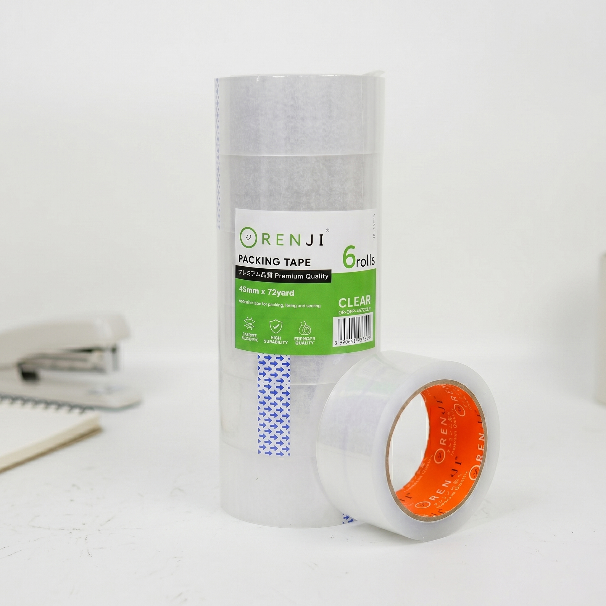 ORENJI HIJAU OPP TAPE CLEAR 45 MM X 65 Meter (72 Yard)