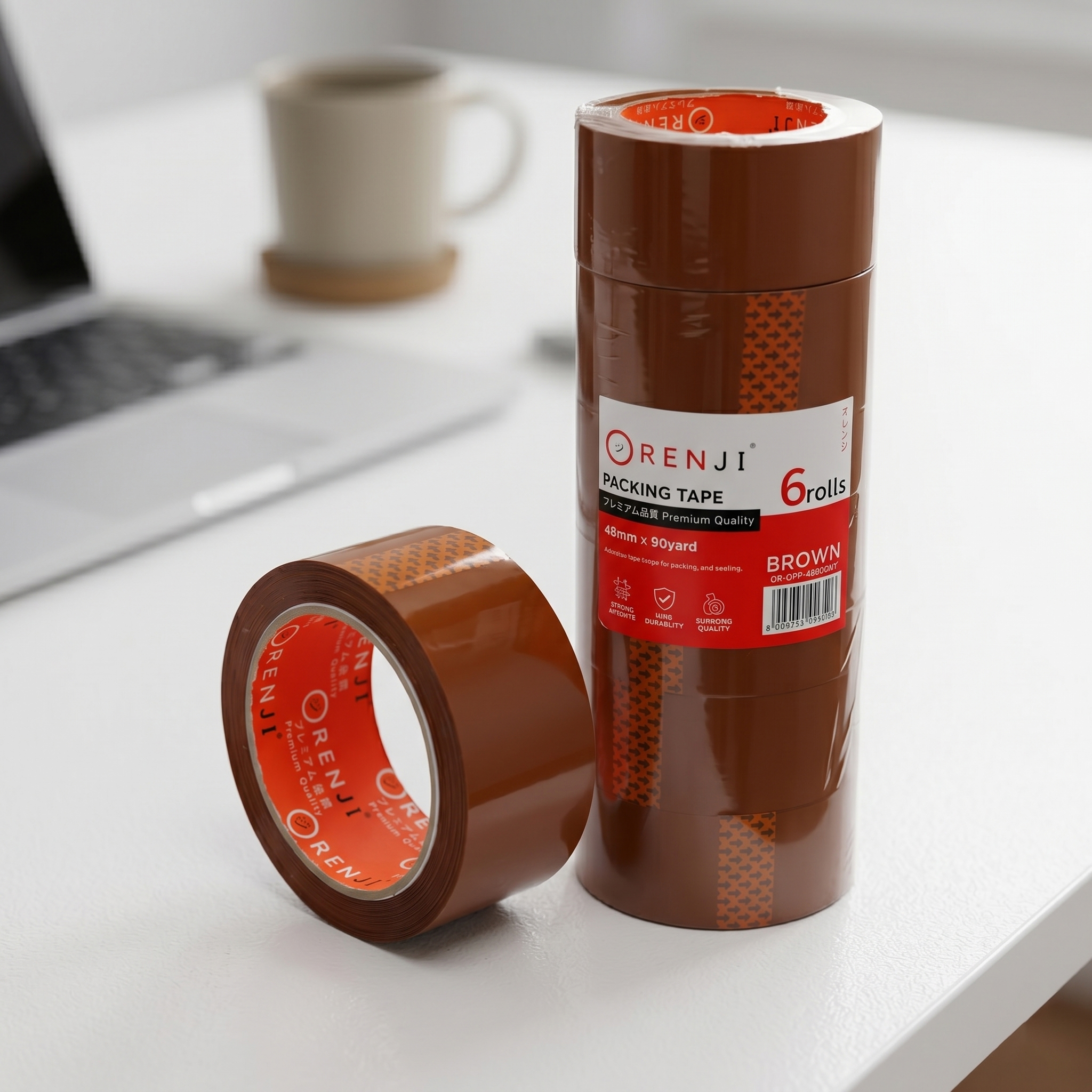 ORENJI ORANGE TAPE BROWN (COKLAT)  48 MM X 80 Meter (90 Yard)